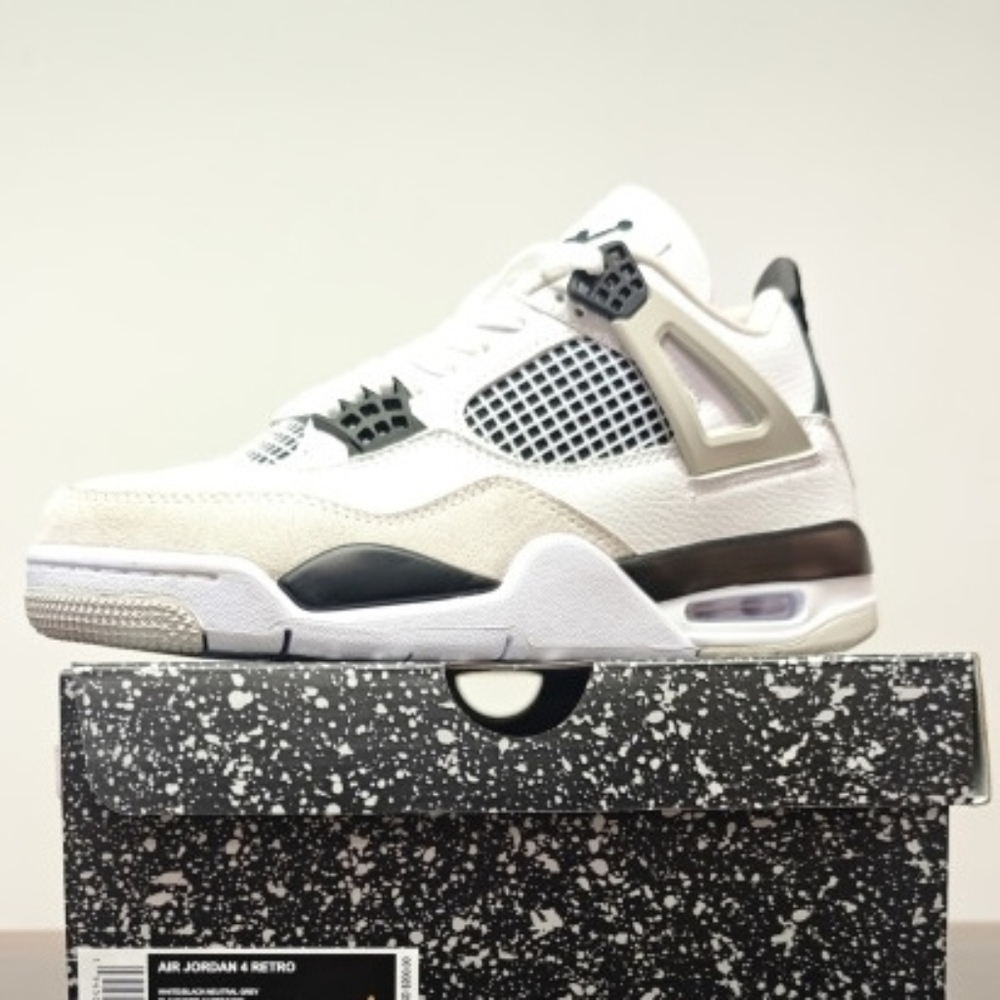 New With Box Air Jordan 4 Military Black (White Black Neutral Grey)